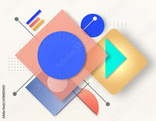 Abstract Composition with Geometric Shapes and Colorful Elements