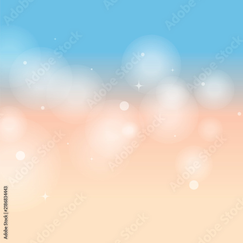 Blue Summer Gradient Background with Soft Blurry bokeh Lights and Gllitters