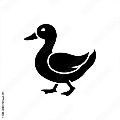Konstfotografi Black duck silhouette walking on transparent background.