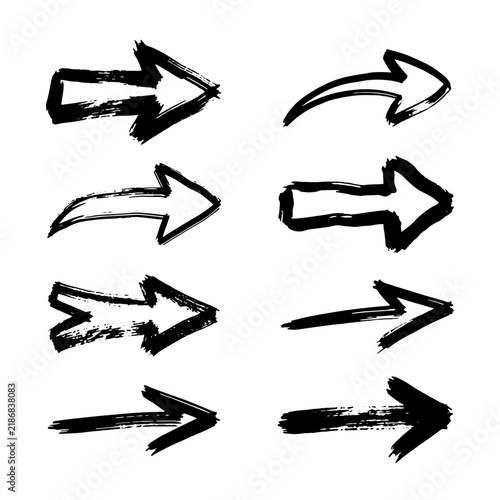 Arrow Right Symbol Icon Set in Brush Outline