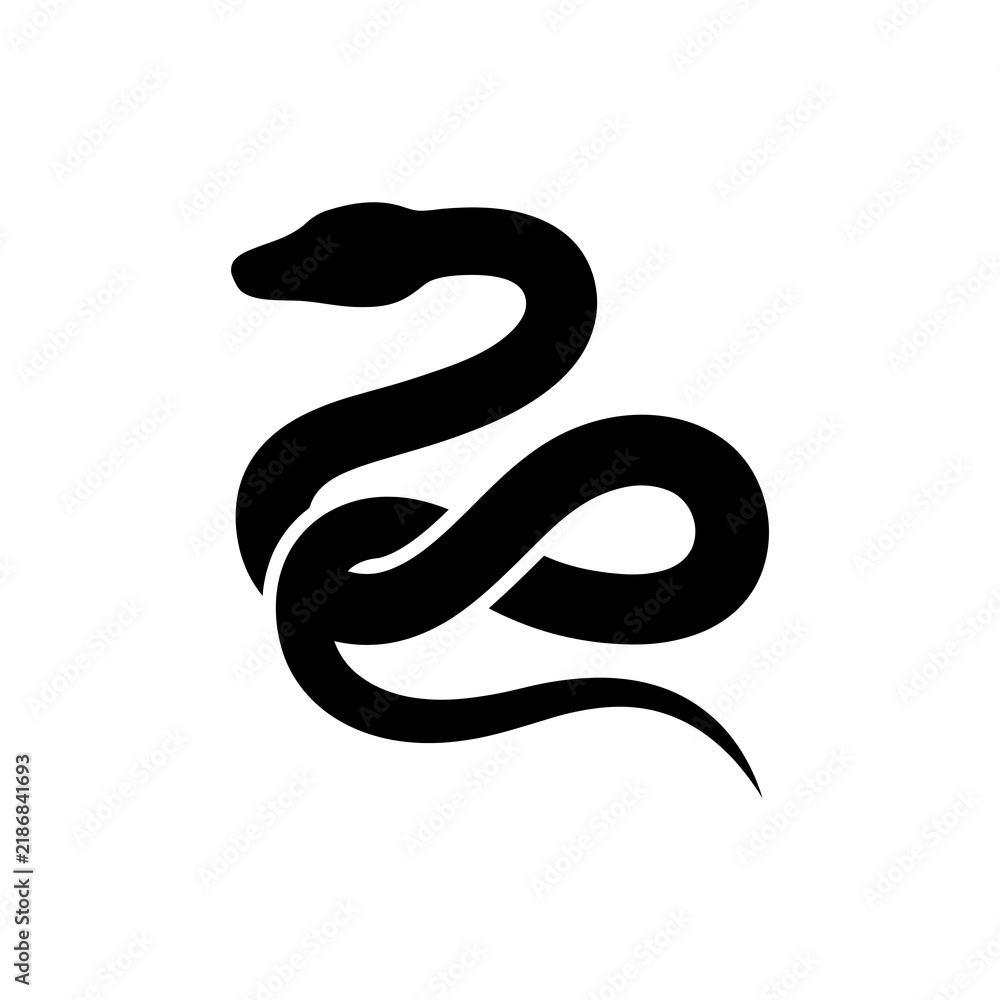 Fototapeta premium Black snake silhouette, graphic icon representing danger or rebirth.