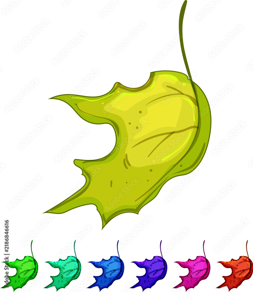 Obraz premium symbol maple leaf cartoon. yellow tree, foliage color, season orange symbol maple leaf sign colorful illustration