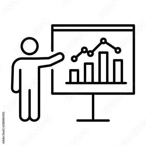 Businessman presenting graph chart on screen in meeting