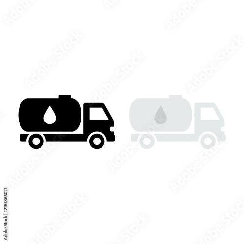 Water tanker truck icon black and white