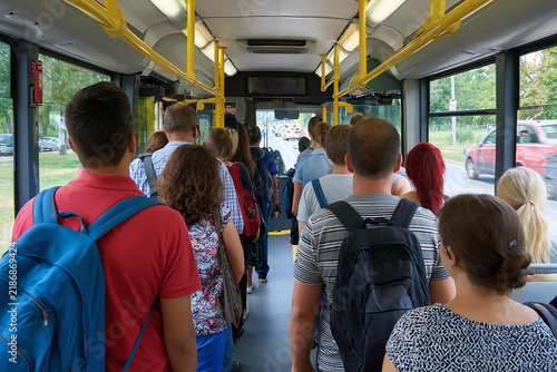 Fototapeta Crowded bus, AI generated