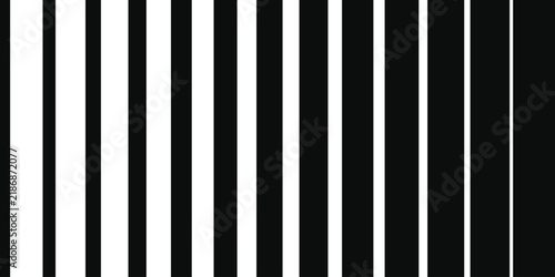 Black and White Vertical Stripes Halftone Vector Pattern with Varying Line Thickness