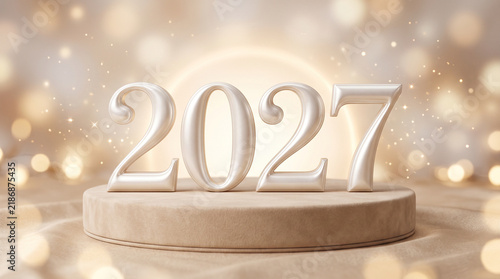2027 New Year Celebration with Elegant Golden Bokeh Background