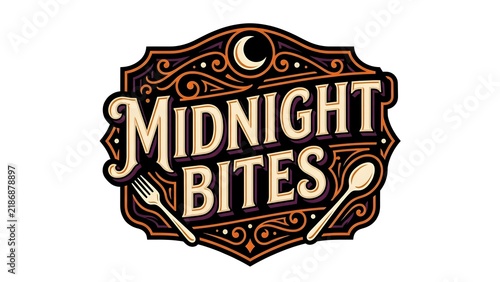Midnight Bites Halloween Vintage Style Food Sign Illustration