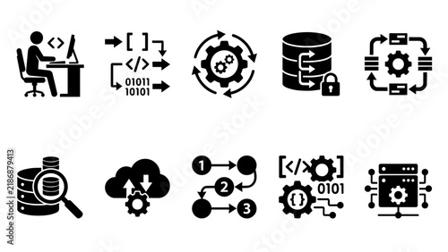 Software Development and Data Management Icons Set