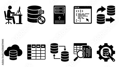 Database and Server Development Icon Set