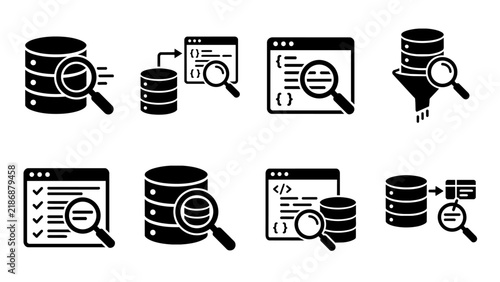 Data Search and Analytics Icons Set