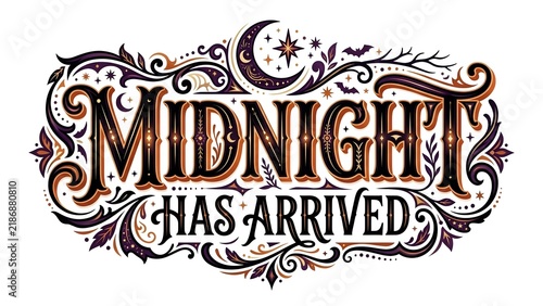 Midnight Has Arrived Elegant Halloween Typography Design
