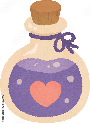 Obraz na plátně Purple magic potion bottle with a pink heart