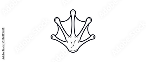 Bild auf Leinwand Isolated stylized webbed foot imprint, line art graphic
