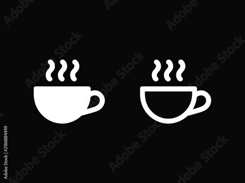 Coffee vector icon set showing hot beverage mugs in line style
