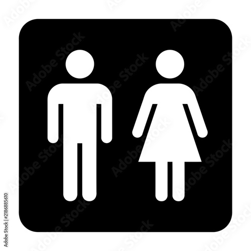 Restroom Sign with Male and Female Figures Icon Symbol