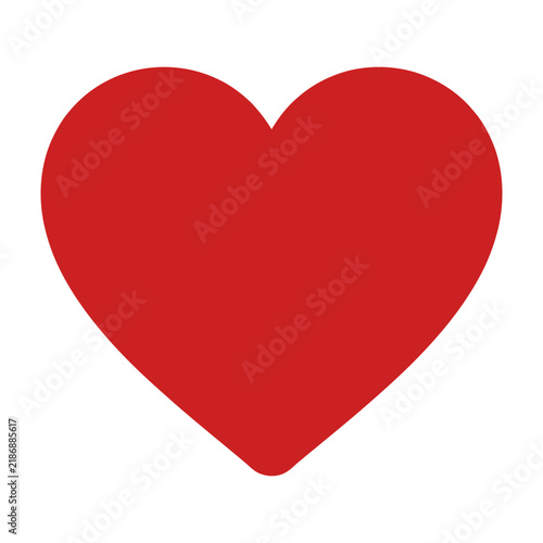Simple Red Heart Shape Symbol Isolated on White Background