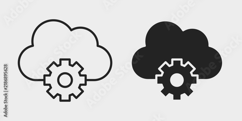 Cloud Service Integration Icon represents connected cloud services, application synchronization, data exchange, and seamless digital infrastructure in stroke and filled styles.