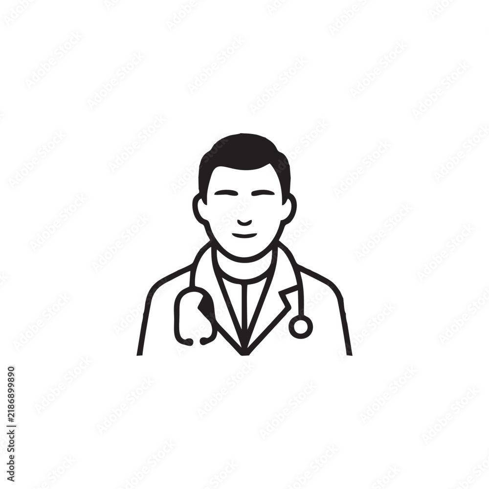 Fototapeta premium Male doctor with stethoscope smiling medical professional icon