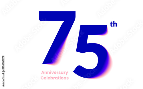 Logo design for 75th anniversary with a color gradient blur. Emblem featuring number 75 for the celebration event. 