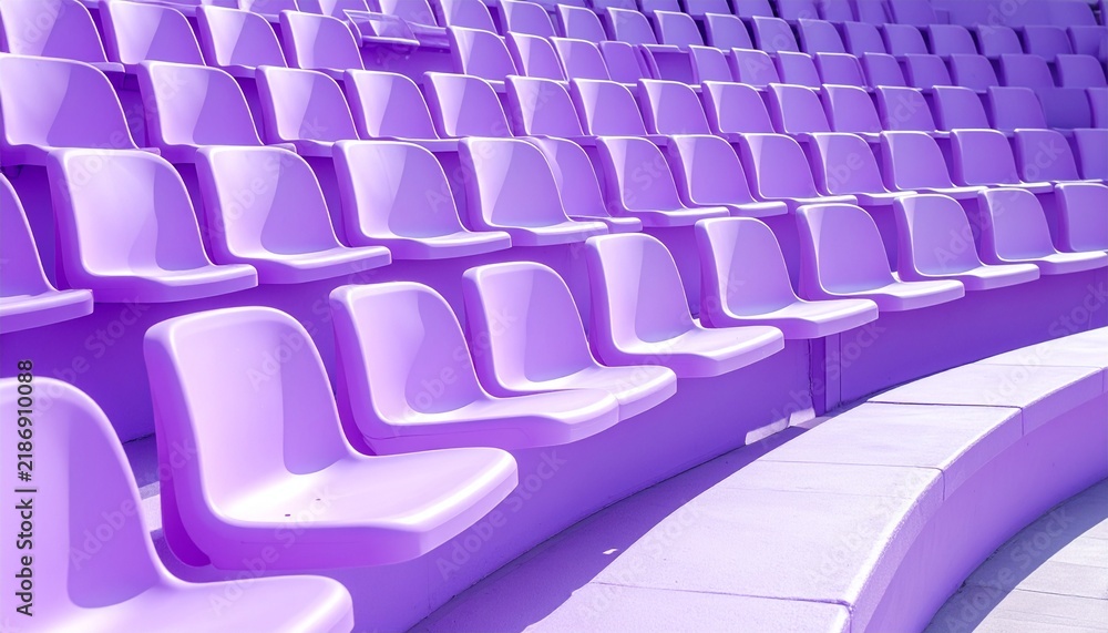 Fototapeta premium Curved Tiers of Soft Purple Stadium Seating in an Outdoor Arena