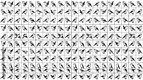 Seamless pattern of intricate black and white line art fea set with simple line art design featuring line art, illustrations, graphic resources with vector and design elements