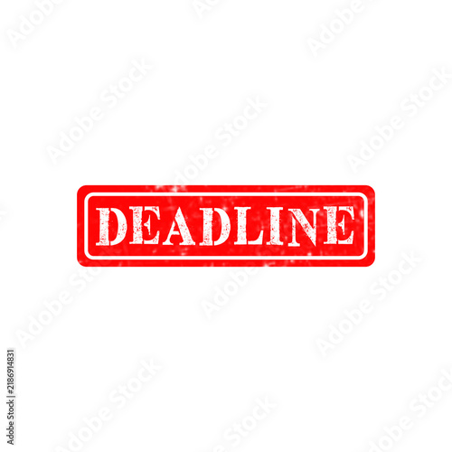 Red rubber stamp with the word deadline written in bold capital letters for business and urgent office work