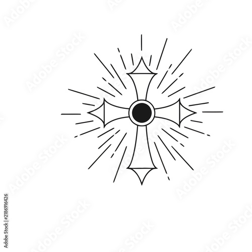 Cross with radiating lines