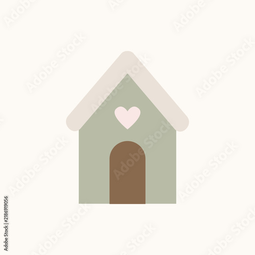 Home ownership and real estate concept, simple house icon with heart symbol for family life and property investment on a plain background. Home ownership and real estate concept.