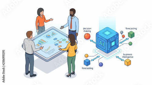 Professionals Collaborating With Digital Data Visualization.