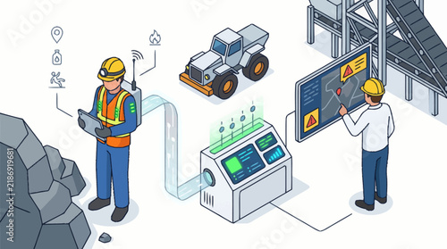 Mining Industry Workers Using Digital Technology.