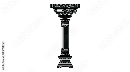 Column with intricate designs representing classical architecture, showcasing the beauty and craftsmanship of historical structures in a modern context.