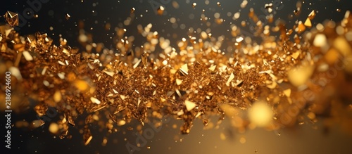 Golden Glitter Confetti Falling in Slow Motion Against a Dark Background.