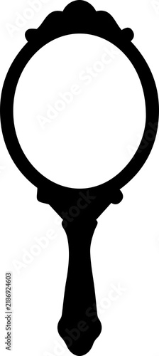 Quadro su tela Decorative hand mirror with ornate oval frame for antique vanity and vintage decor style