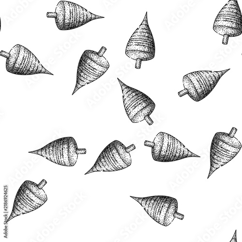 Fotografie seamless pattern physics spinning top hand drawn