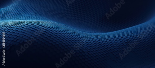 Abstract Blue Wave Pattern with Glowing Lines on Dark Background.