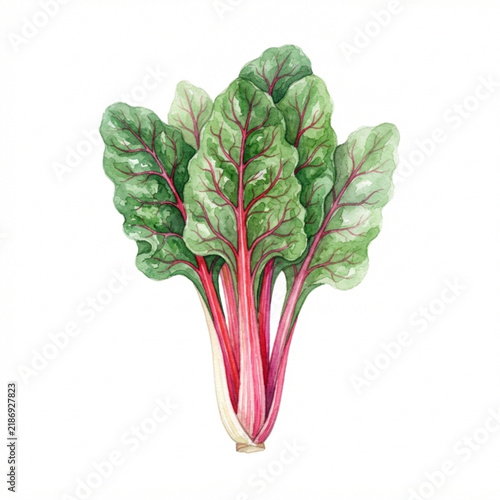 Chard vegetable watercolor hand drawing isolated in white background	
