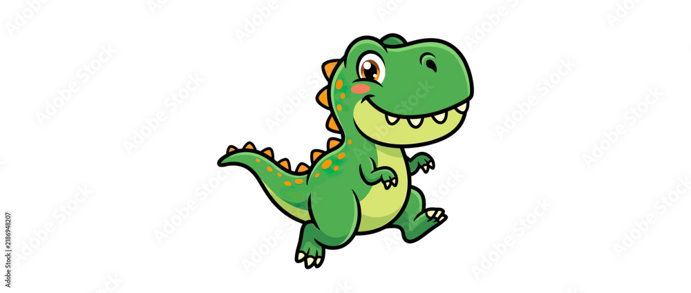Fototapeta premium Cute cartoon dinosaur isolated on transparent background
