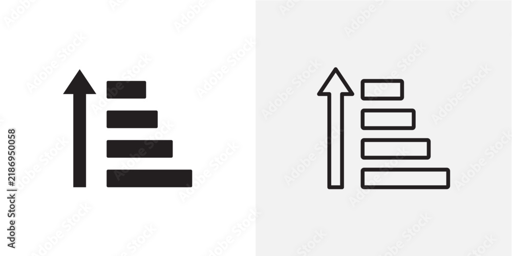 Obraz premium Sort amount up icon flat outline in black