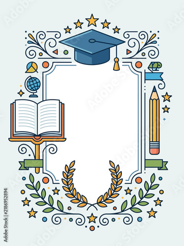 vector illustration of a education decorative frame