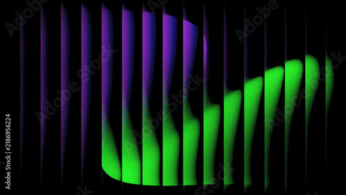 Abstract digital background featuring vertical stripes with a smooth gradient transition from neon green to deep purple colors creating a dynamic motion effect in dark style