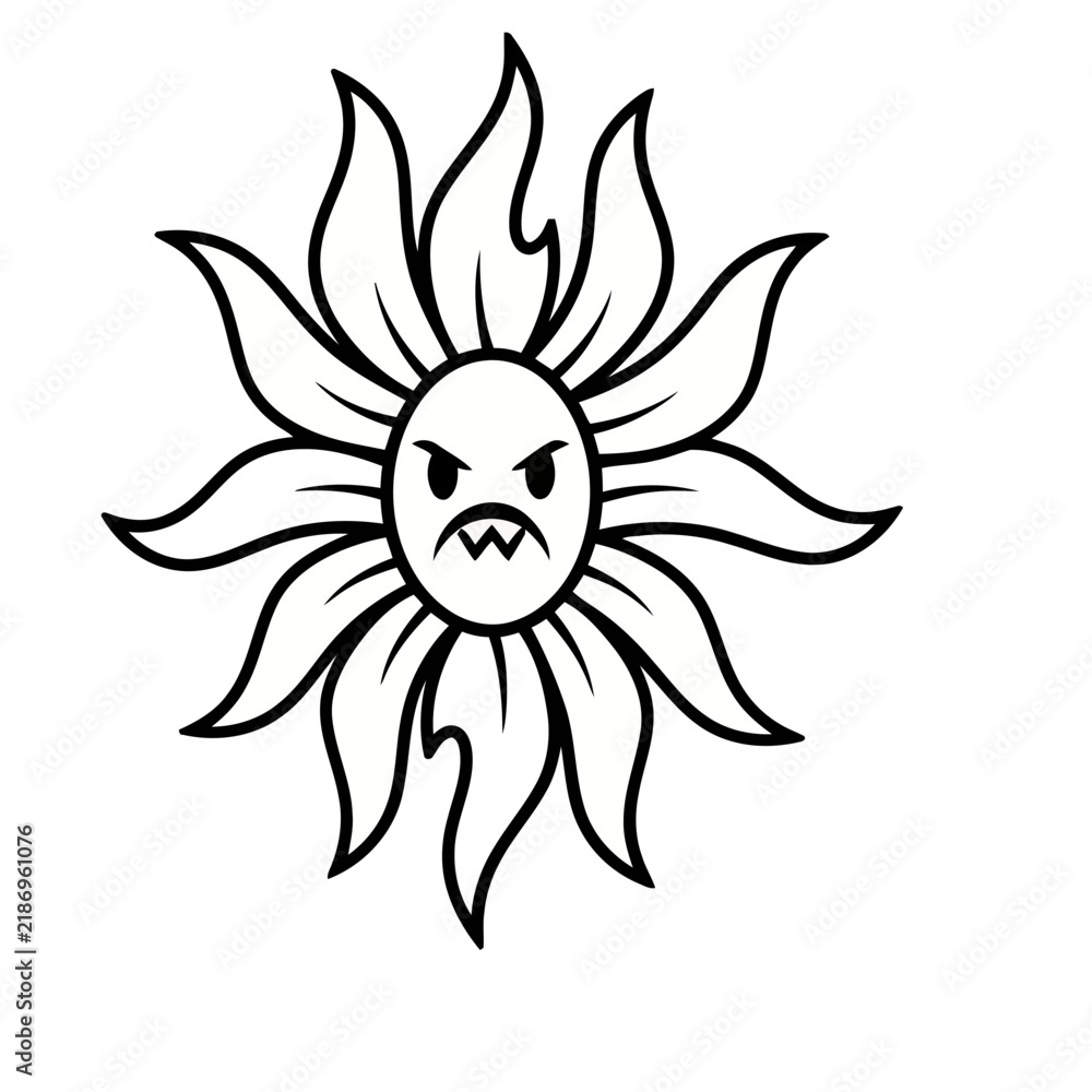 Fototapeta premium Angry Sun Cartoon