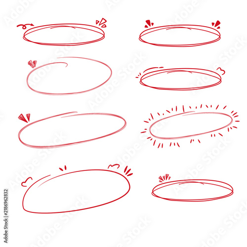 Hand-Drawn Red Oval Frames and Doodle Bubbles Collection for Text Emphasis, Graphic Design, and Presentation Highlights
