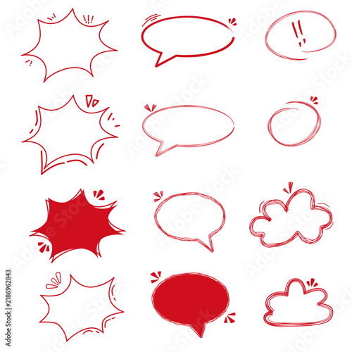 Hand-Drawn Red Oval Frames and Doodle Bubbles Collection for Text Emphasis, Graphic Design, and Presentation Highlights