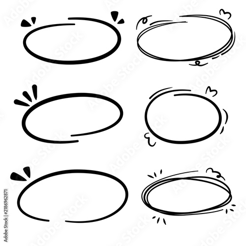 Hand Drawn Oval Doodle Frames and Sketchy Circles for Highlighting Text and Design Elements on White Background for Creative Presentations and Soci...