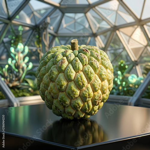 Unique Custard Apple Fruit Displayed on Table.