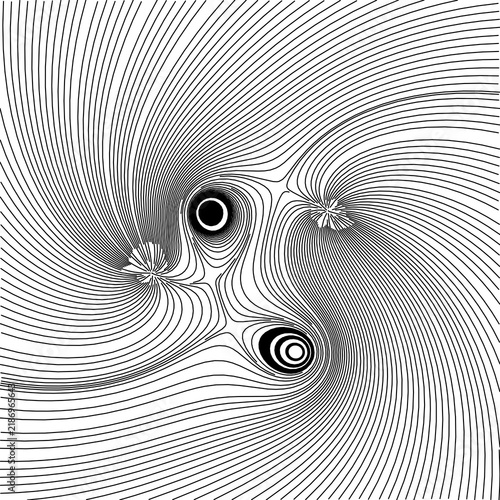 Dynamic mathematical fluid vector field flow lines visualization