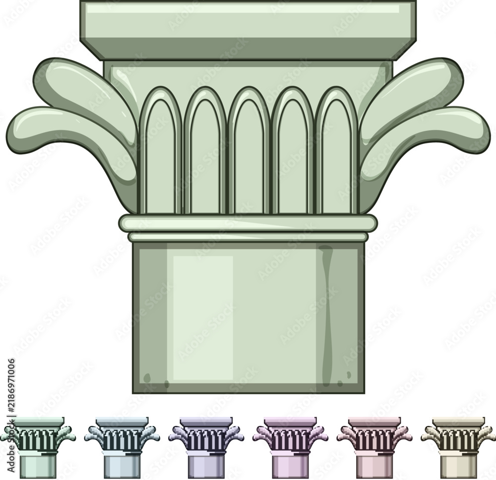 Obraz premium roman column ancient cartoon. pillar architecture, greece old, marble stone roman column ancient sign colorful illustration