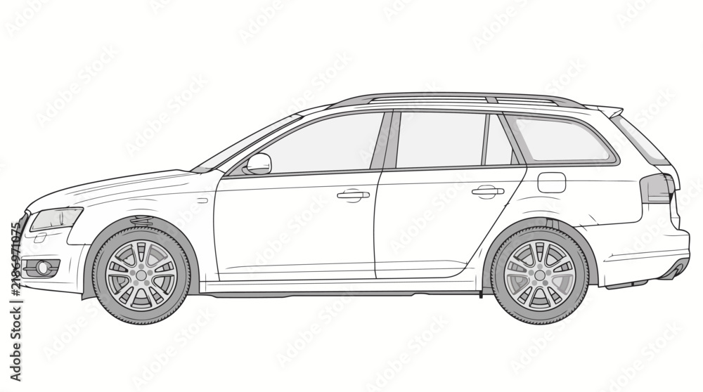 Fototapeta premium Clean Vector Diagram Illustration of a Generic Station Wagon Car Side View Profile Design for Technical Automotive Documentation and Graphic Design Projects