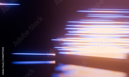 Black stage background with glowing neon lights